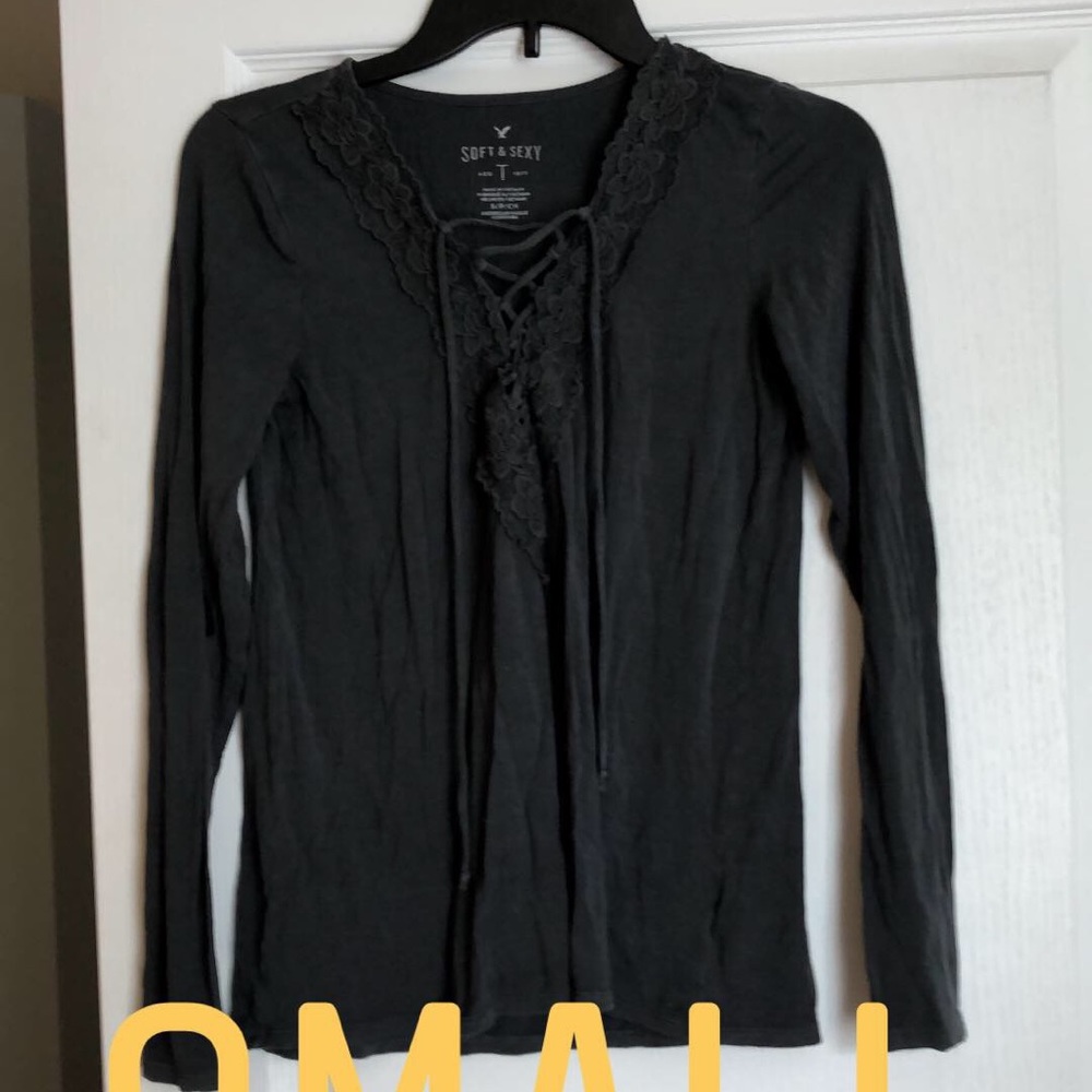 AE long sleeve lace up SOFT AND SEXY tee